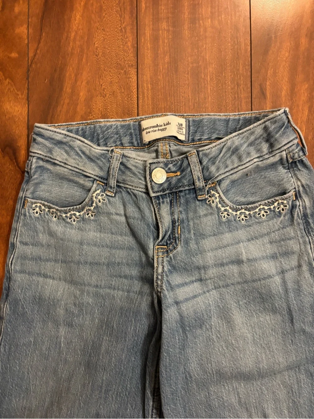 Girls Wide Leg Jeans Low Rise Baggy Front Zipper in Great Condition Size 8